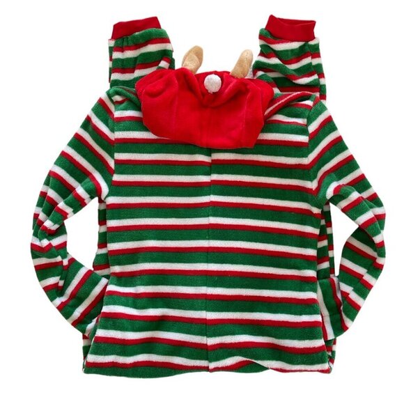 Mayfair Adult Christmas Reindeer Warm Fuzzy Hoodie Onsie Full Body PJ's - Picture 3 of 7